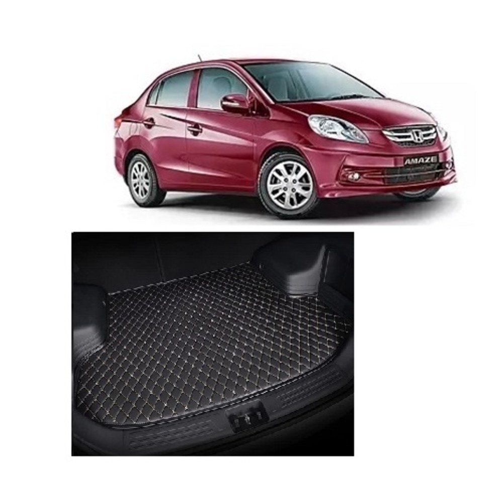 7D Car Trunk/Boot/Dicky PU Leatherette Mat for Amaze Old  - Black